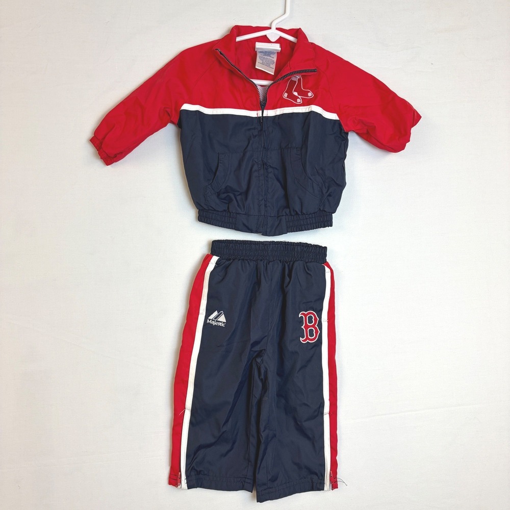Majestic Boston Red Sox Infant Track‎ Suit Jacket Pants Set Navy Red 6-9 Months